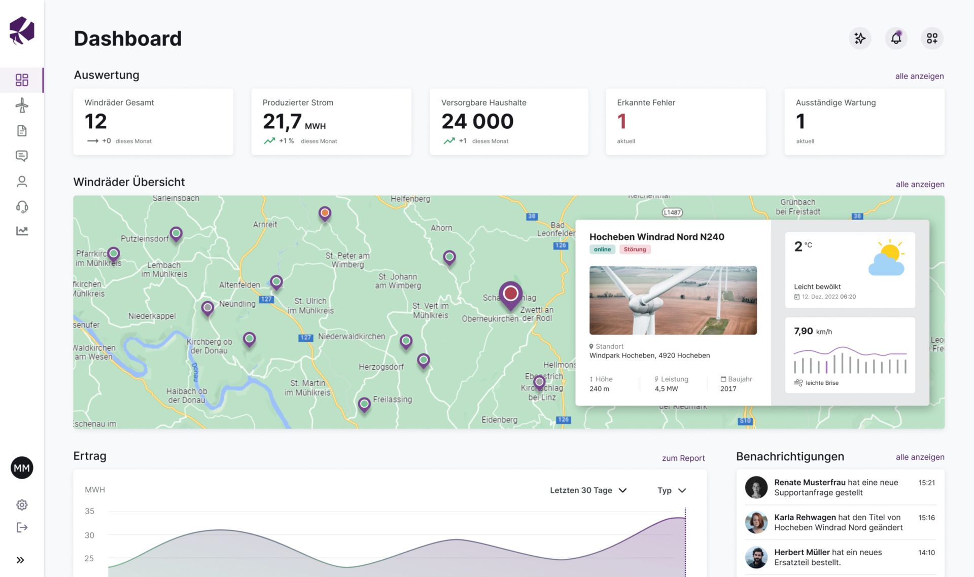 Screenshot of a map for visualizing networked smart products in the context of IoT solutions.